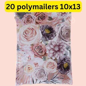 20 boho flower print polymailers 10x13